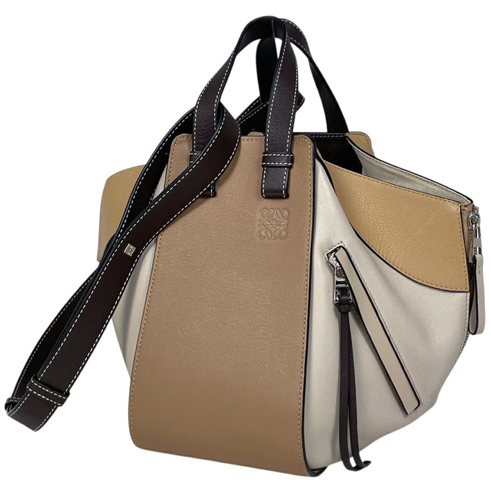 Loewe Hammock Bag Anagram Shoulder Handbag Leather Beige Cream